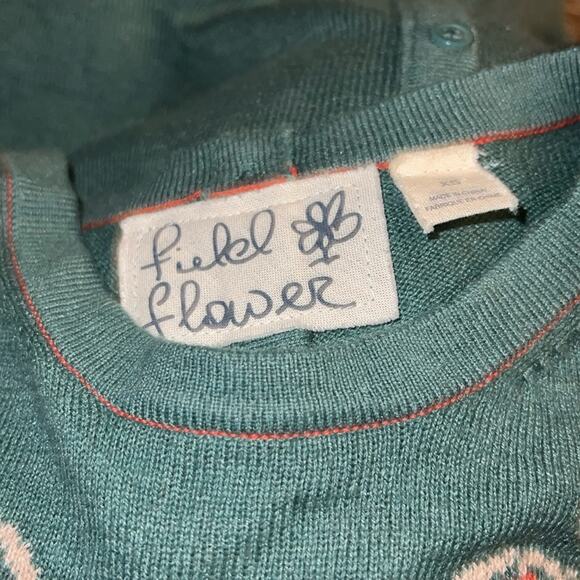 ANTHRO FIELD & FLOWER  sweater with back button 70s mod retro style detail XS - Picture 2 of 5